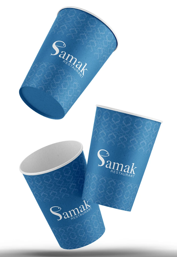 Samak Restaurant branded paper cups